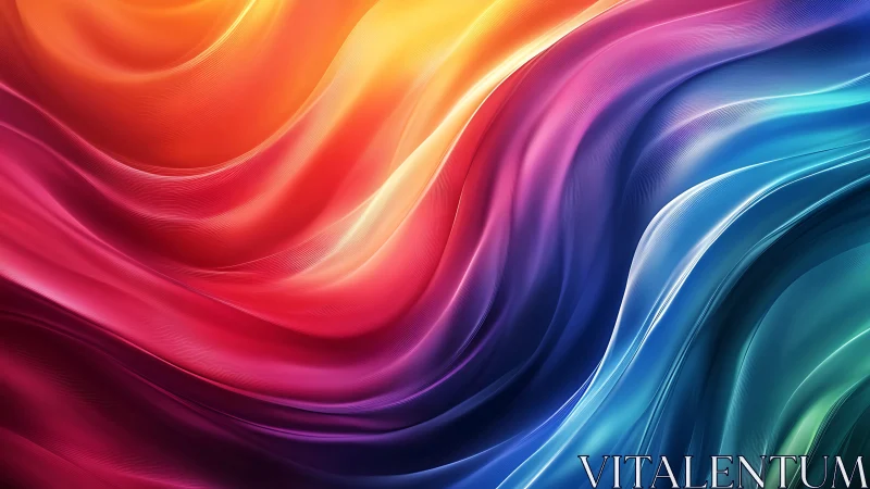 Glowing rainbow waves flowing in soft, silky color layers.