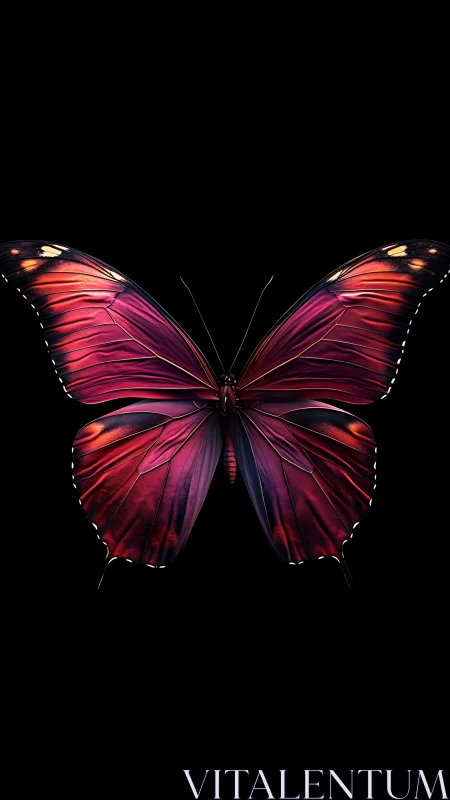 Butterfly with red gradient wings rendered on black background