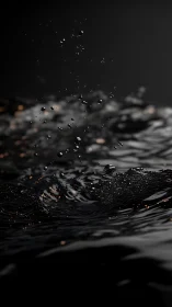 Ballistic liquid dynamics in low-key specular rendering study.