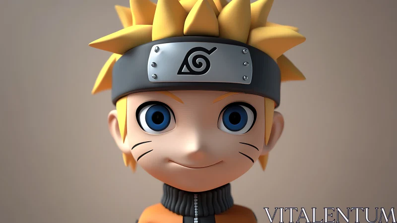 Symmetrical 3D chibi character render with stylized facial topology