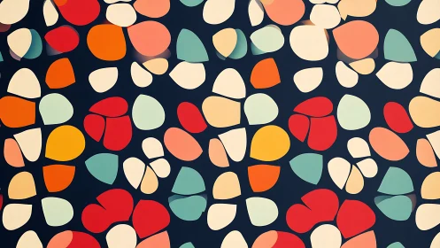 Petal-shaped color fragments dance across midnight space