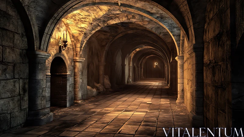 Torchlit stone vault where ancient whispers outshine silence.