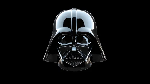 Darth Vader Helmet Close-Up in High-Gloss Digital Art Style.