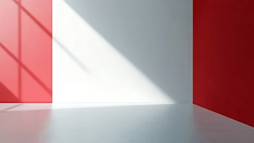 Minimalist red and white interior receives diagonal daylight