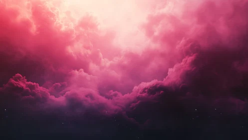 Radiant magenta storm clouds under glowing zenith light.