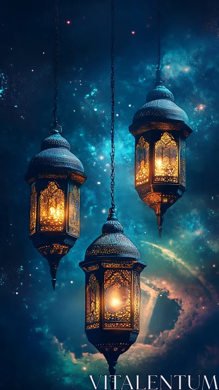 Starry night lanterns casting cozy celestial glow.