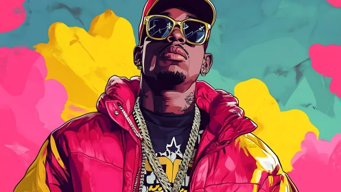 Bold street style portrait in vivid pop art colors.