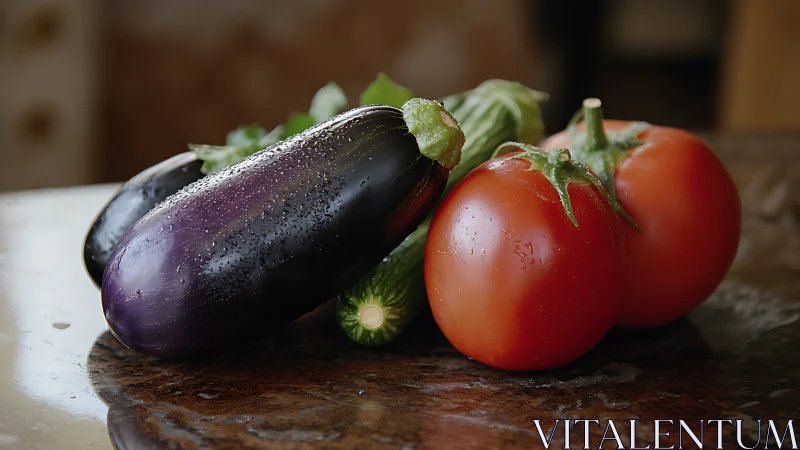 Vegetable still life leans into gleaming garden freshness