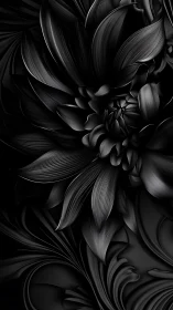 Midnight petals unfolding in sculpted shadowed bloom.