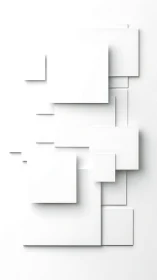 Minimalist white geometric panels with layered rectangles.