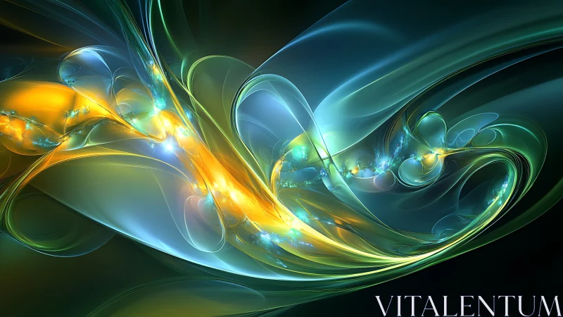 Curved fractal flows render luminous caustic ribbons in spectral space