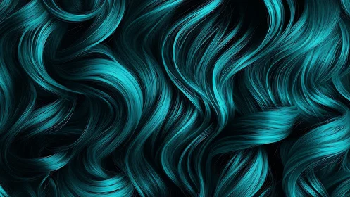 Teal wavy strands forming dense flowing abstract pattern.