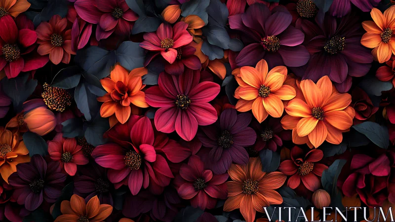 Blooming Warmth: A Garden of Fiery Florals.