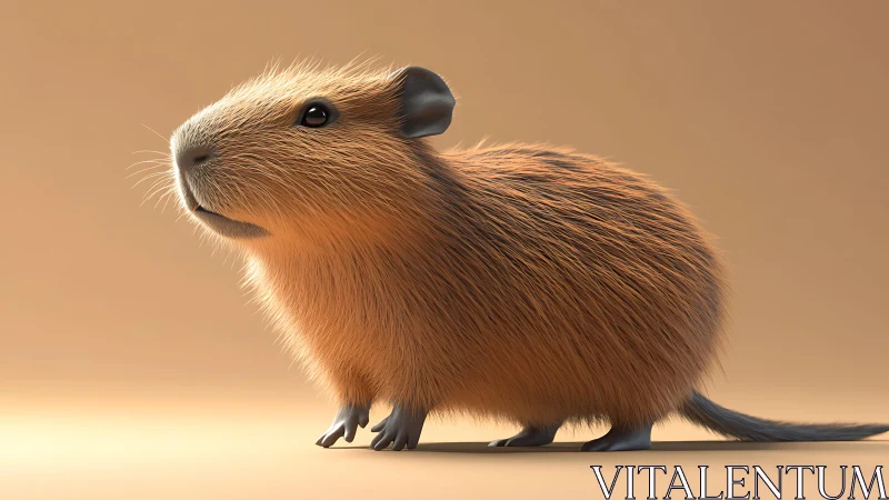 3D guinea pig render on warm minimal studio background.