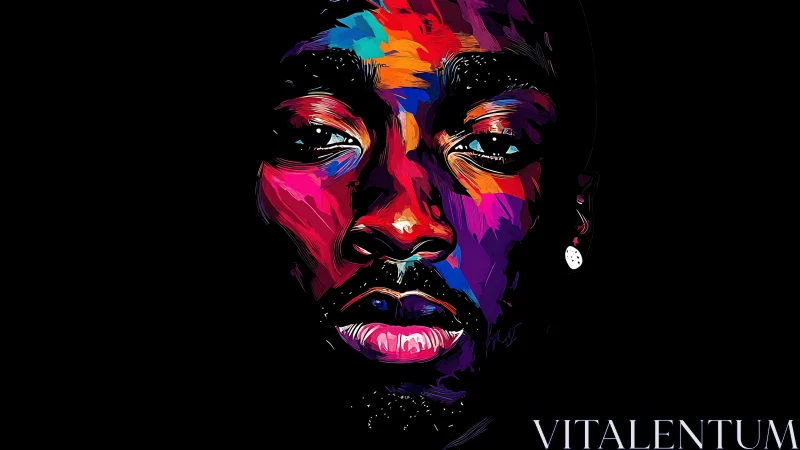 Vibrant portrait glowing with color and quiet inner strength.