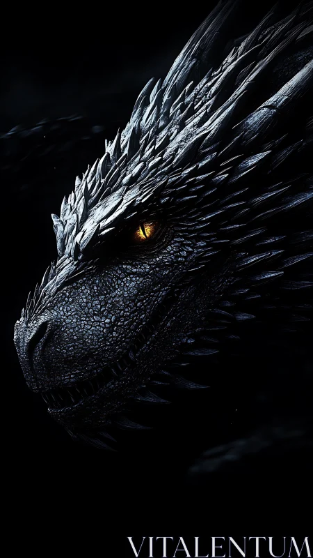 Shadowed dragon profile glows with a single burning eye