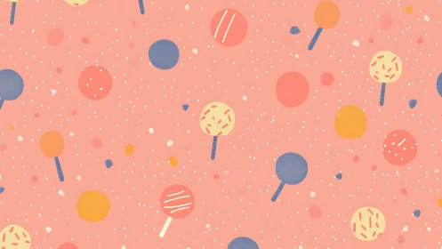 Playful Lollipop Pattern with Floating Spheres.