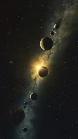 Multi-planet alignment with backlit star and dense galactic dust