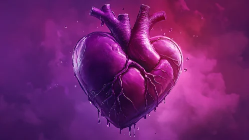 Luminous Anatomical Heart Pulses with Electric Magenta Energy.