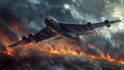 Avro Lancaster Bomber in Catastrophic Combat Descent.