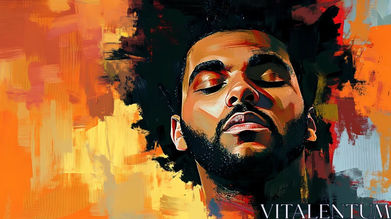 Sunlit stillness on a dreaming face in bold color strokes.