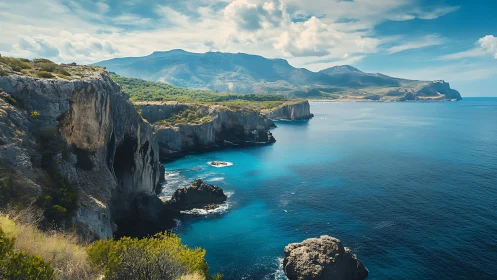Clifftop daydreams above sapphire coves and distant peaks.