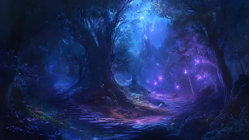 Bioluminescent Forest Cavern: Ethereal Underground Sanctuary.