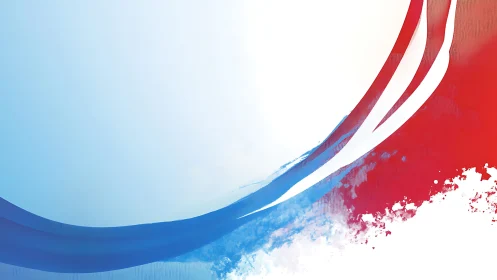 Curved tricolor swooshes over airy gradient field.