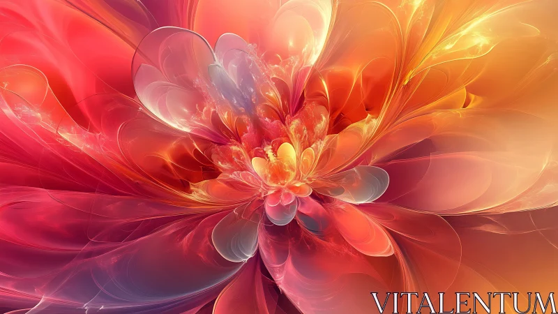 Fractal flower bloom radiates molten red and golden light.