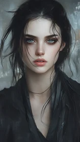 Digital portrait study of a dark-haired woman, soft realism.