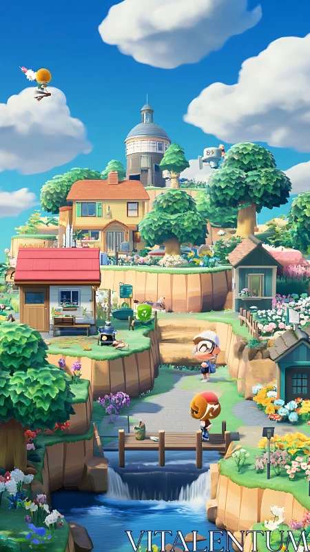 Idyllic Countryside Village: Isometric 3D Rendered Composition.