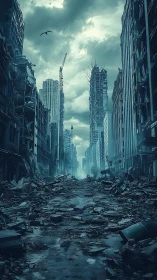 Shattered city street invites quiet reflection after the storm