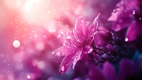 Dewdrop Symphony: Luminescent Petals in Pink Reverie.