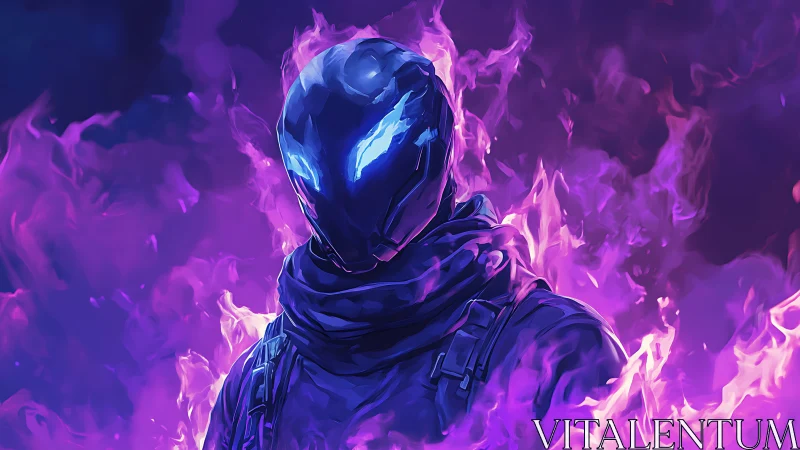 Neon wraith sentinel crowned in ultraviolet cyberfire.