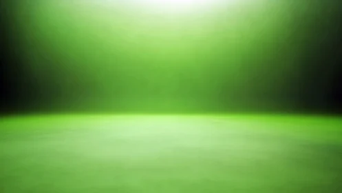 Soft green horizon glow in a calm abstract studio space.