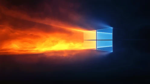 Windows logo against gradient light effect background