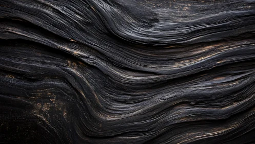 Burnt wood grain closeup with flowing charred textures.