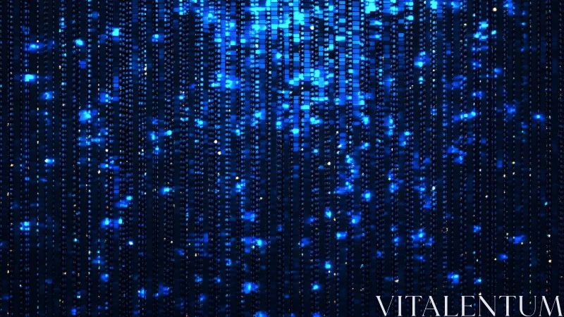 Abstract digital blue matrix pattern with glowing pixel lights.