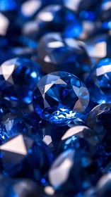 Gleaming blue gemstones sparkle softly in rich close up view