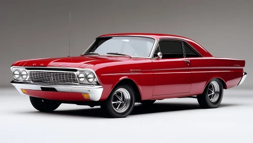 Red vintage Ford coupe displayed in clean studio lighting
