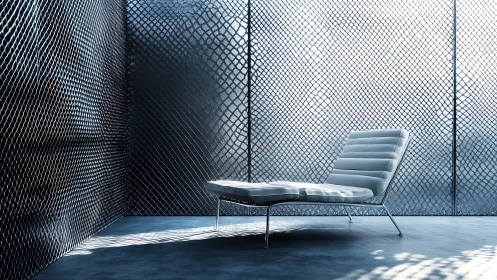 Minimalist Modernist Interior with Geometric Mesh Walls.