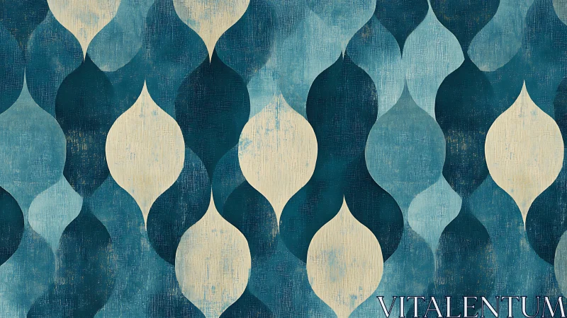 Abstract teal droplet pattern with distressed texture.