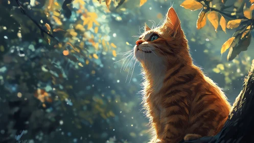 Orange Whisker Wizard Contemplates Autumn's Golden Mystery