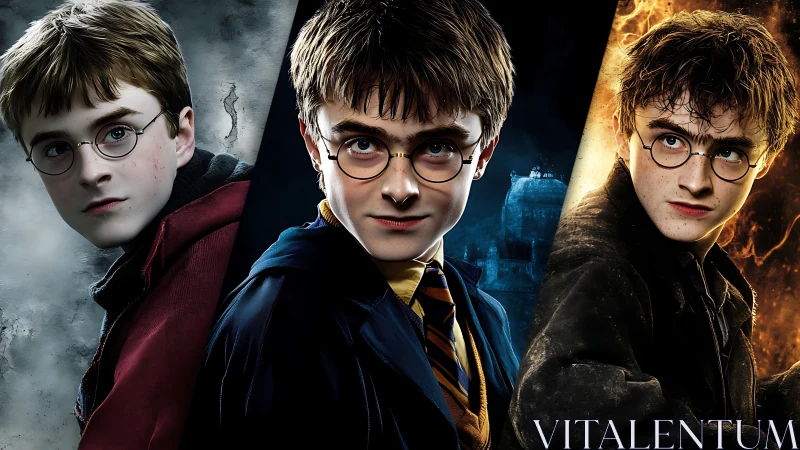 Photorealistic triptych portrait with evolving heroic arc.