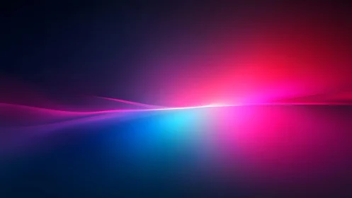 Vibrant glowing abstract waves in neon pink and blue gradient.