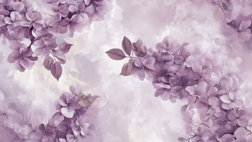Soft Purple Floral Composition with Atmospheric Layering and Translucent Petals