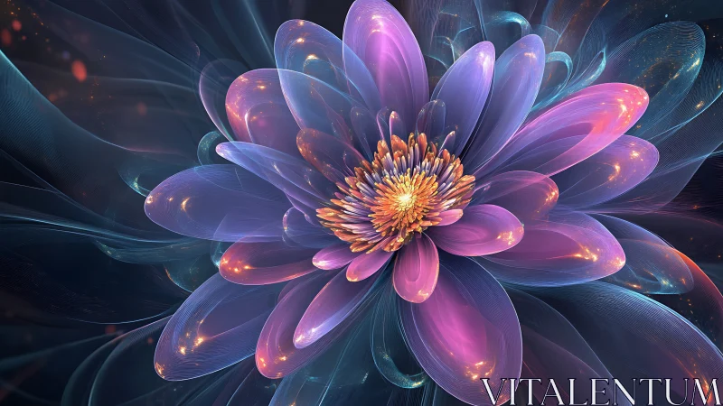 Luminous fractal flower blooms with layered translucent petals