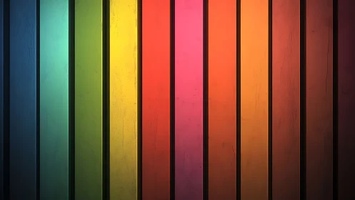Rainbow vertical panels display saturated gradient spectrum.