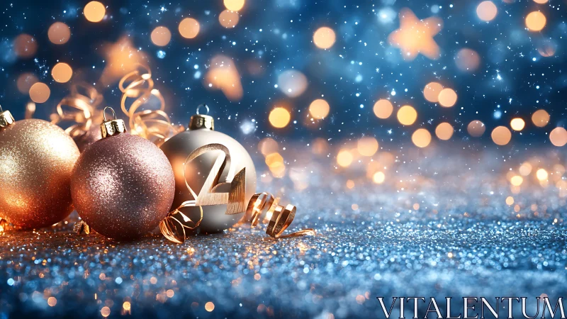 Sparkling holiday baubles in a dreamy festive glow.