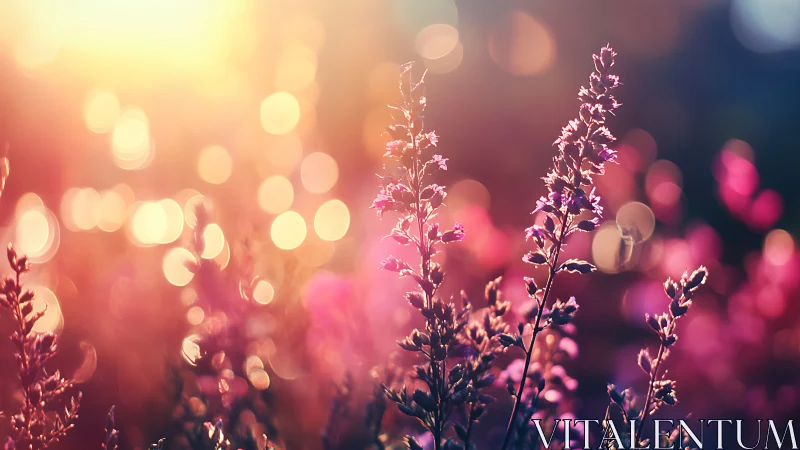 Golden Hour Wildflowers with Bokeh Light.